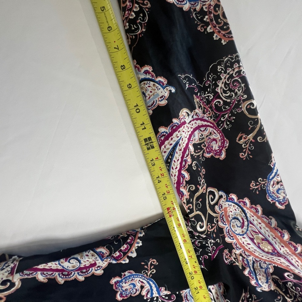 Chicos No Iron Paisley Button Down Shirt Black Blue 100% Cotton Size 2 L 12/14 - Picture 6 of 8
